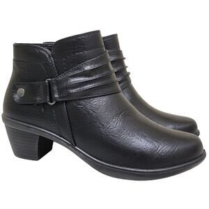 Easy Street Women Damita Block Heel Rushed Ankle Booties Size US 6M Black
